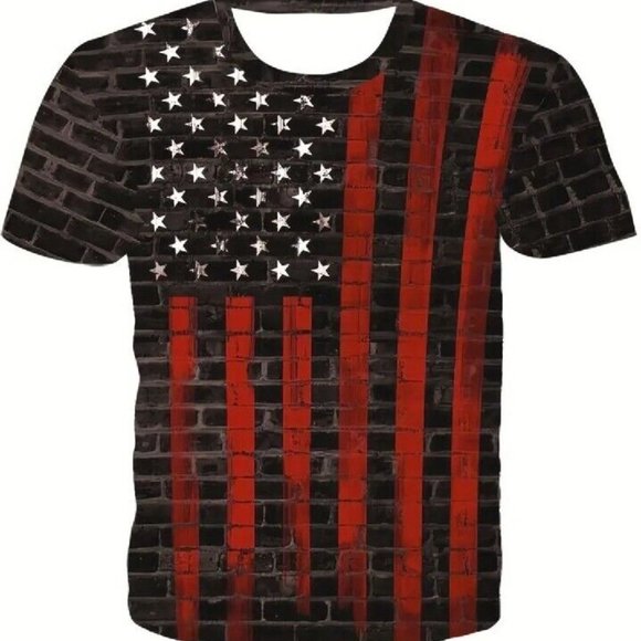 New Flag Pattern T Shirt Men's Casual All Over Print Large - Picture 5 of 5